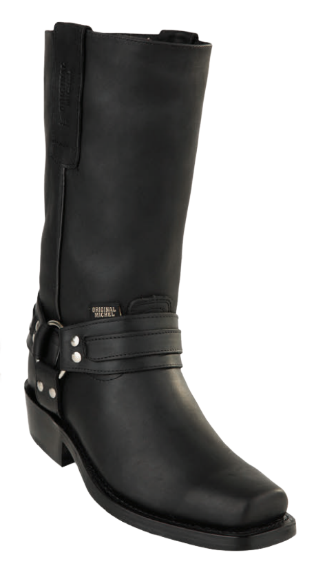 Michel 555C4605 Black Genuine Cowhide Leather Square Toe Biker Boots