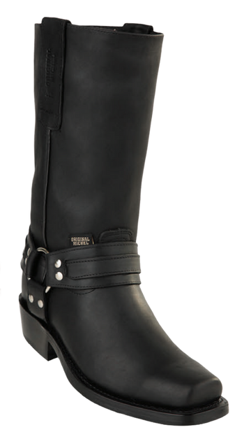 Michel 555C4605 Black Genuine Cowhide Leather Square Toe Biker Boots