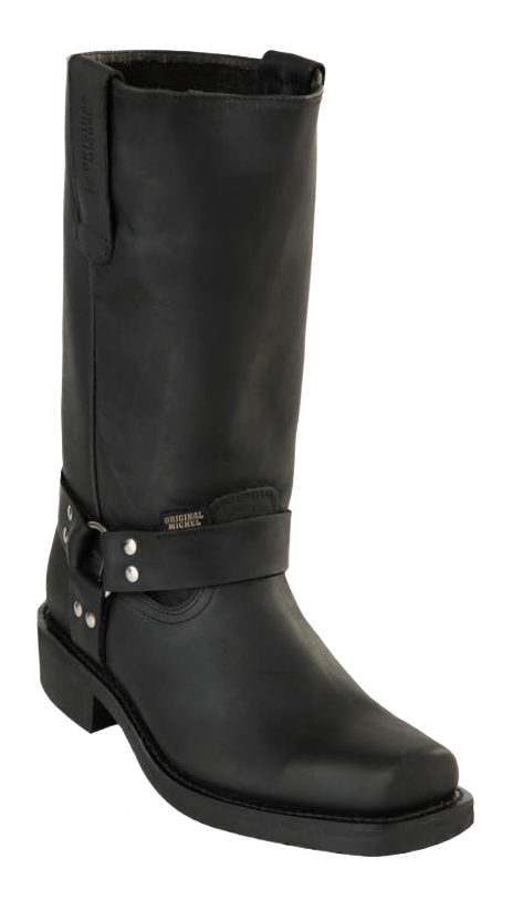 Michel 555P5405 Black Genuine Cowhide Leather Square Toe Biker Boots