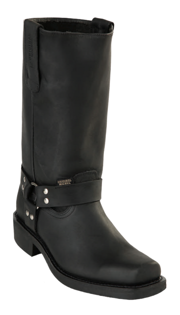 Michel 555P5405 Black Genuine Cowhide Leather Square Toe Biker Boots