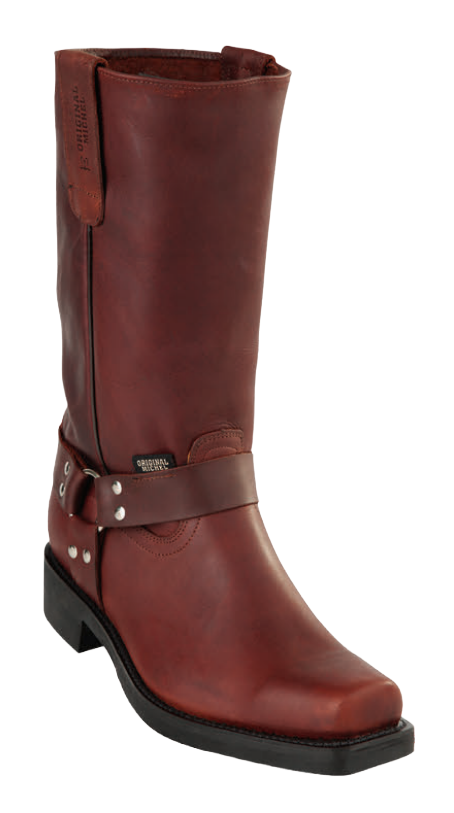 Michel 555P5407 Brown Genuine Cowhide Leather Square Toe Biker Boots