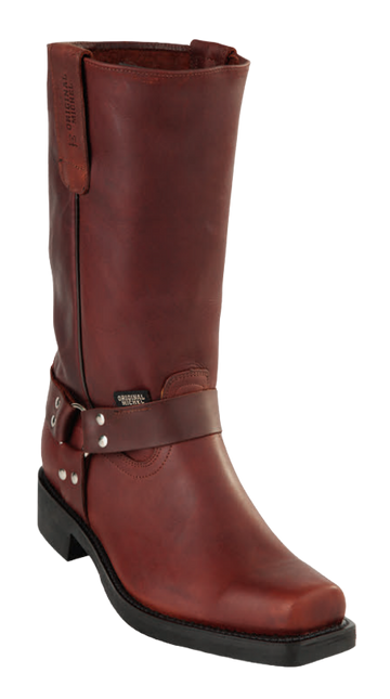 Michel 555P5407 Brown Genuine Cowhide Leather Square Toe Biker Boots