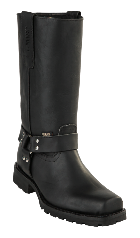 Michel 555T5405 Black Genuine Cowhide Leather Square Toe Biker Boots