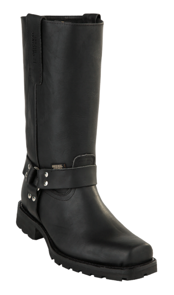 Michel 555T5405 Black Genuine Cowhide Leather Square Toe Biker Boots