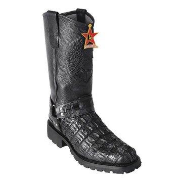 Los Altos 55T0305 Men's Black Genuine Ostrich Biker Boots