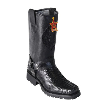 Los Altos 55T5705 Men's Black Genuine Python Biker Boots