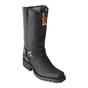 Los Altos 55TG0505 Men's Black Genuine Ostrich Leg Biker Boots