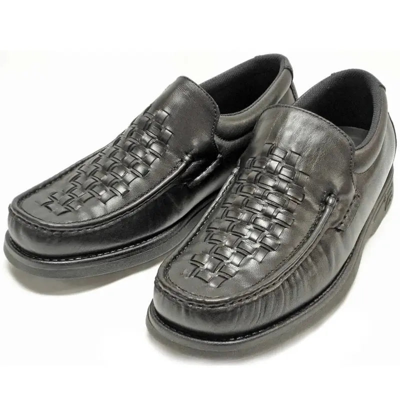 Pinoso's P-5614-P41 Black Leather Slip on Loafers