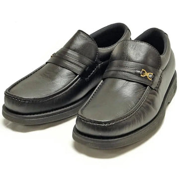 Pinoso's P-5615-668 Black Leather Slip on Loafers