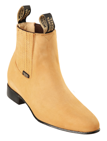 Michel 5616351 Honey Genuine Cowhide Leather Round Toe Charro Ankle Boots