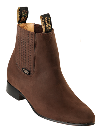 Michel 5616359 Tobacco Genuine Cowhide Leather Round Toe Charro Ankle Boots