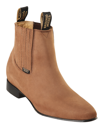 Michel 5616361 Taupe Genuine Cowhide Leather Round Toe Charro Ankle Boots