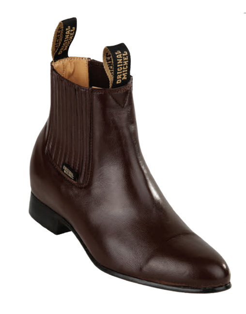 Michel 5618346 Dark Brown Genuine Cowhide Leather Round Toe Charro Ankle Boots