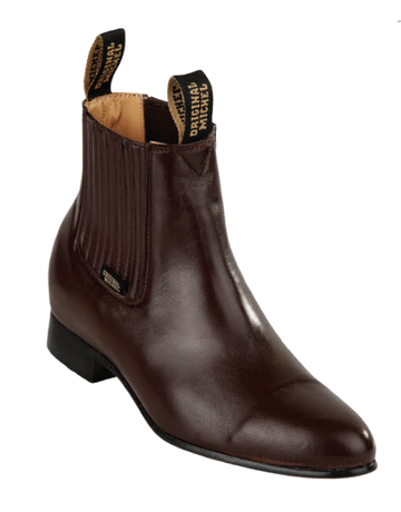 Michel 5618346 Dark Brown Genuine Cowhide Leather Round Toe Charro Ankle Boots
