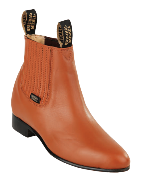 Michel 5618351 Honey Genuine Cowhide Leather Round Toe Charro Ankle Boots