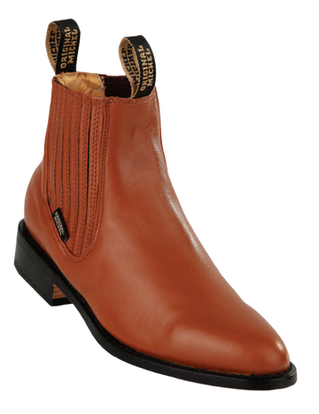 Michel 5628351 Honey Genuine Cowhide Leather Round Toe Charro Ankle Boots