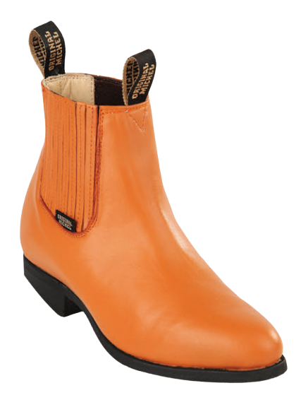 Michel 5644651 Honey Genuine Cowhide Leather Round Toe Charro Ankle Boots
