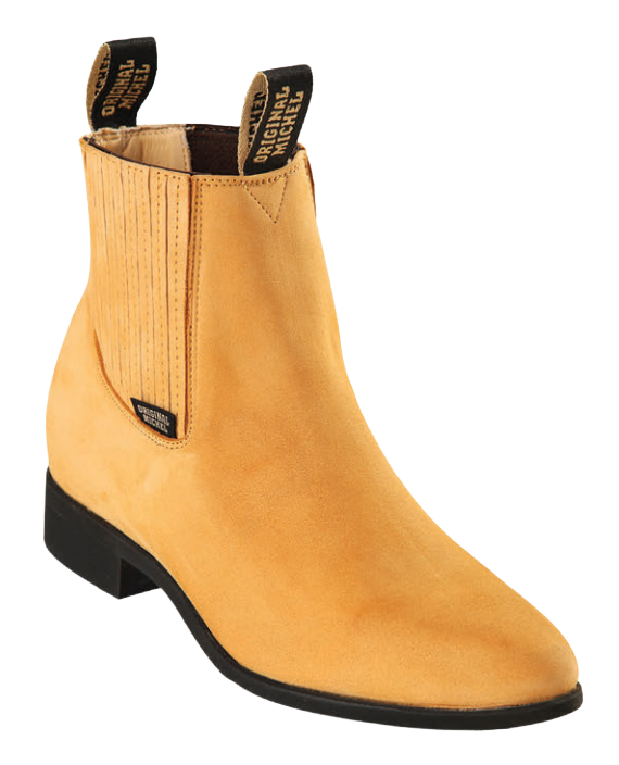 Michel 5646351 Honey Genuine Cowhide Leather Round Toe Charro Ankle Boots