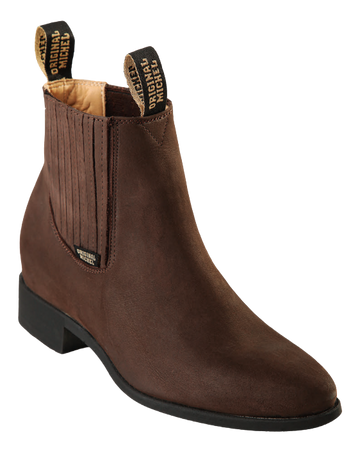 Michel 5646359 Tobacco Genuine Cowhide Leather Round Toe Charro Ankle Boots