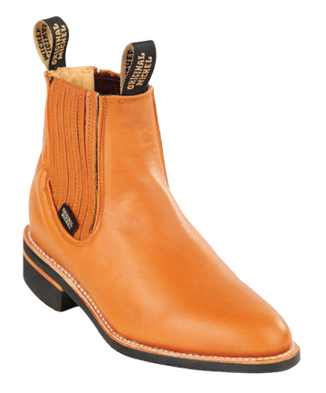 Michel 564C4651 Honey Genuine Cowhide Leather Round Toe Charro Ankle Boots