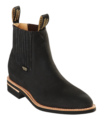 Michel 564C6305 Black Genuine Cowhide Leather Round Toe Charro Ankle Boots