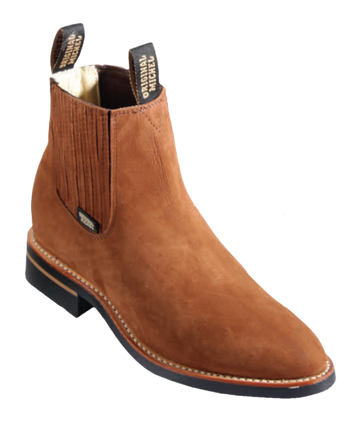 Michel 564C6350 Chedron Genuine Cowhide Leather Round Toe Charro Ankle Boots