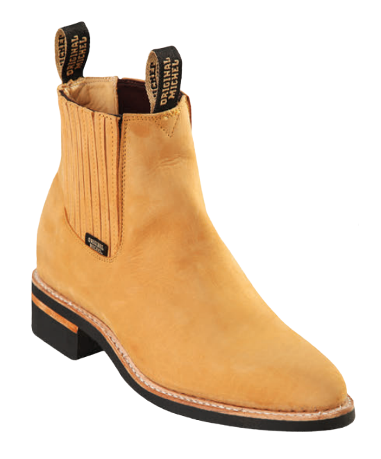 Michel 564C6351 Honey Genuine Cowhide Leather Round Toe Charro Ankle Boots
