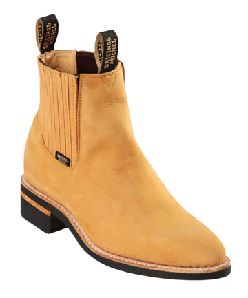 Michel 564C6351 Honey Genuine Cowhide Leather Round Toe Charro Ankle Boots