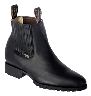 Michel 564T5405 Black Genuine Cowhide Leather Round Toe Charro Ankle Boots