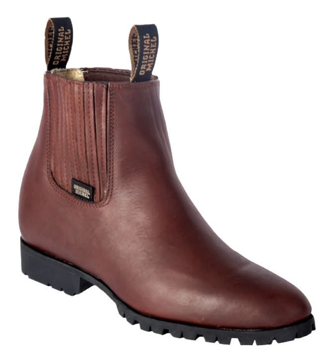 Michel 564T5407 Brown Genuine Cowhide Leather Round Toe Charro Ankle Boots