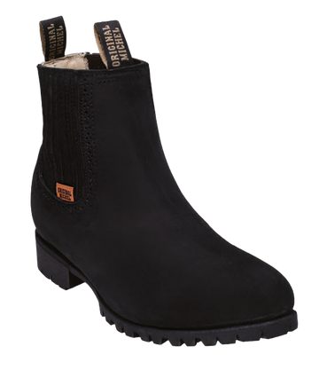 Michel 564T6305 Black Genuine Cowhide Leather Round Toe Charro Ankle Boots
