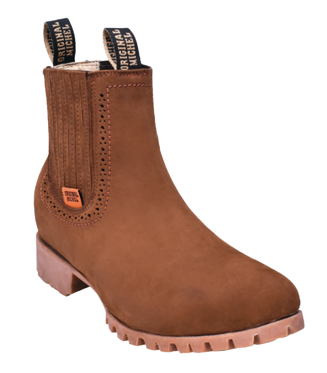 Michel 564T6350 Chedron Genuine Cowhide Leather Round Toe Charro Ankle Boots