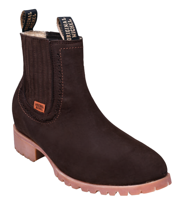 Michel 564T6359 Tobacco Genuine Cowhide Leather Round Toe Charro Ankle Boots
