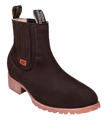 Michel 564T6359 Tobacco Genuine Cowhide Leather Round Toe Charro Ankle Boots