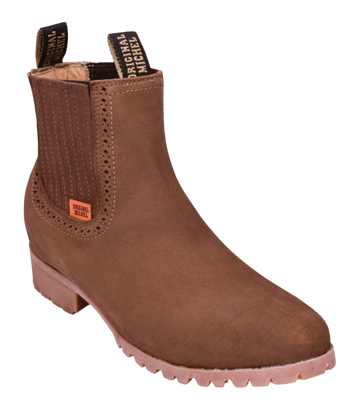 Michel 564T6361 Taupe Genuine Cowhide Leather Round Toe Charro Ankle Boots