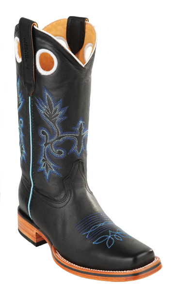 Michel 58122705 Black Genuine Cowhide Leather Round Toe Cowboy Boots