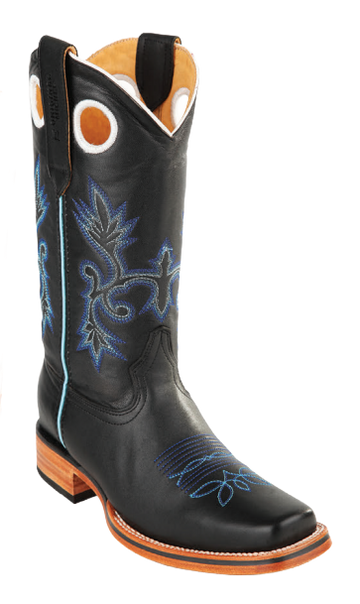 Michel 58122705 Black Genuine Cowhide Leather Round Toe Cowboy Boots