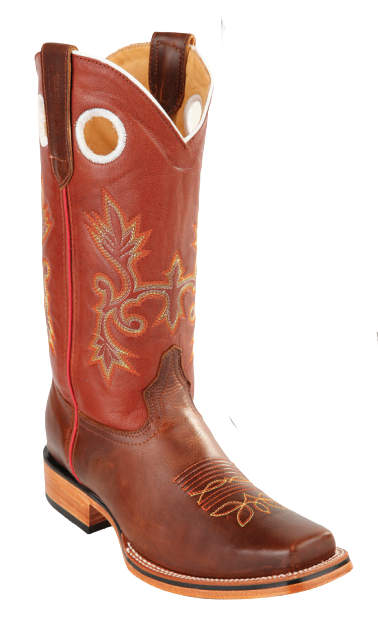 Michel 58123807 Brown Genuine Cowhide Leather Round Toe Cowboy Boots