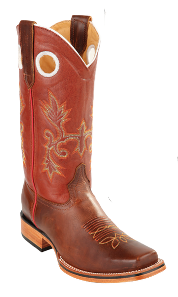 Michel 58123807 Brown Genuine Cowhide Leather Round Toe Cowboy Boots