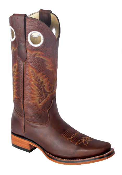 Michel 58129940 Walnut Genuine Cowhide Leather Round Toe Cowboy Boots