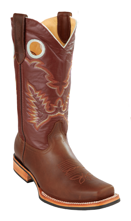 Michel 58133807 Brown Genuine Cowhide Leather Round Toe Cowboy Boots