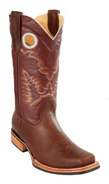 Michel 58133807 Brown Genuine Cowhide Leather Round Toe Cowboy Boots