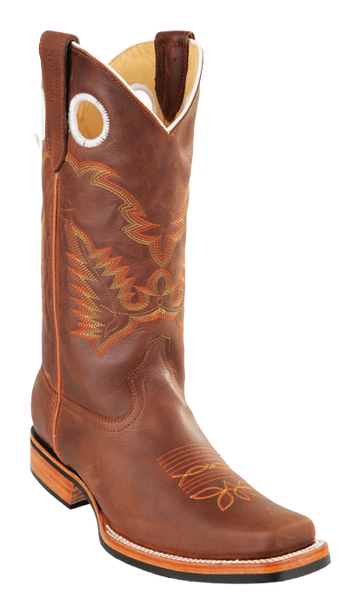 Michel 58139951 Honey Genuine Cowhide Leather Round Toe Cowboy Boots