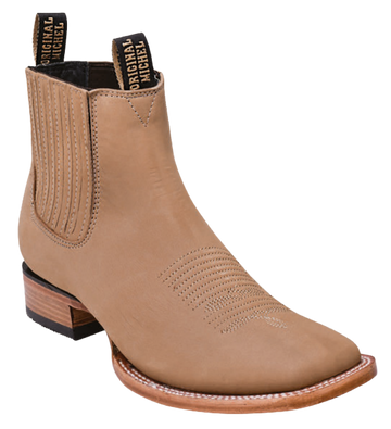 Michel 582BM6311 Oryx Genuine Cowhide Leather Wide Square Toe Charro Ankle Boots