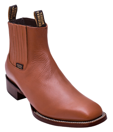 Michel 583B4751 Honey Genuine Cowhide Leather Wide Square Toe Charro Ankle Boots