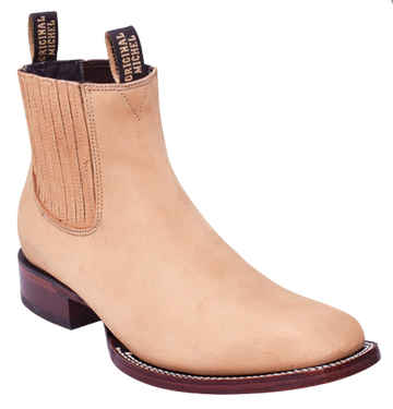Michel 583B6311 Oryx Genuine Cowhide Leather Wide Square Toe Charro Ankle Boots
