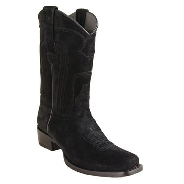 Los Altos 586605 Men's Black Genuine Leather Suede 7X Toe Cowboy Boots
