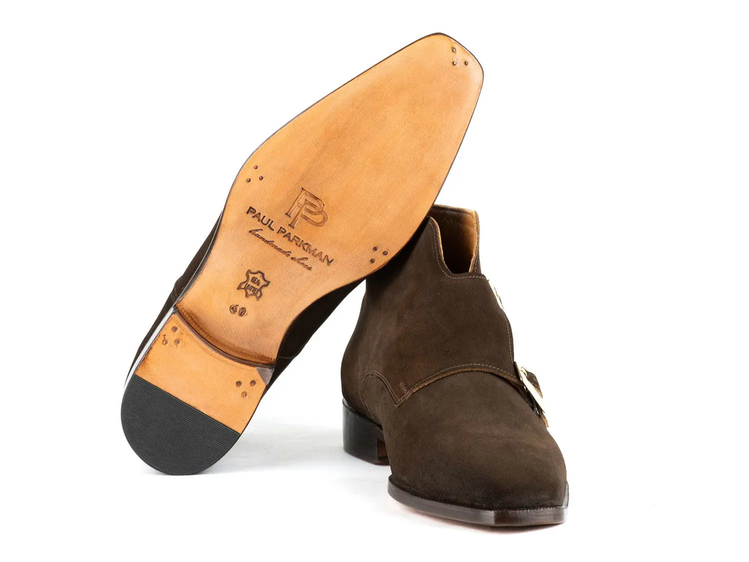 Paul Parkman Men's Brown Suede Double Monk strap Ankle Boots(ID#8154-SDB) PAUL PARKMAN