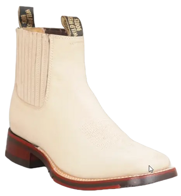 Wild West 2826BM6304 Women's Winter White Genuine Leather Ranch Toe Short Boots