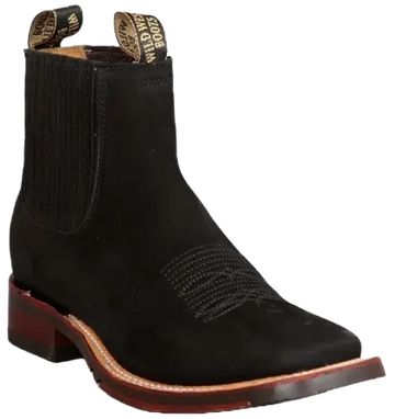 Wild West 2826BM6305 Women's Black Genuine Leather Ranch Toe Short Boots